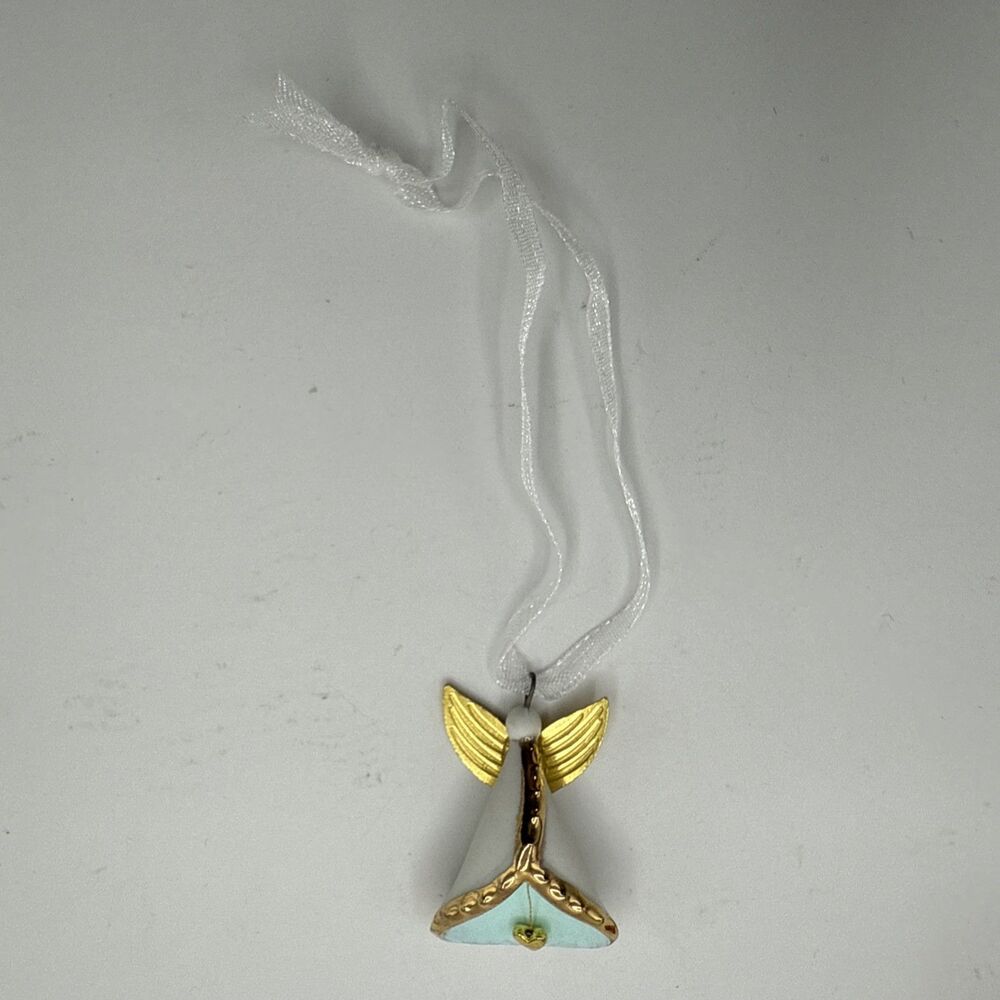 Hallmark Miniature Porcelain Christmas Ornament Tiny Angel 2023 Dangling Heart - Picture 2 of 7